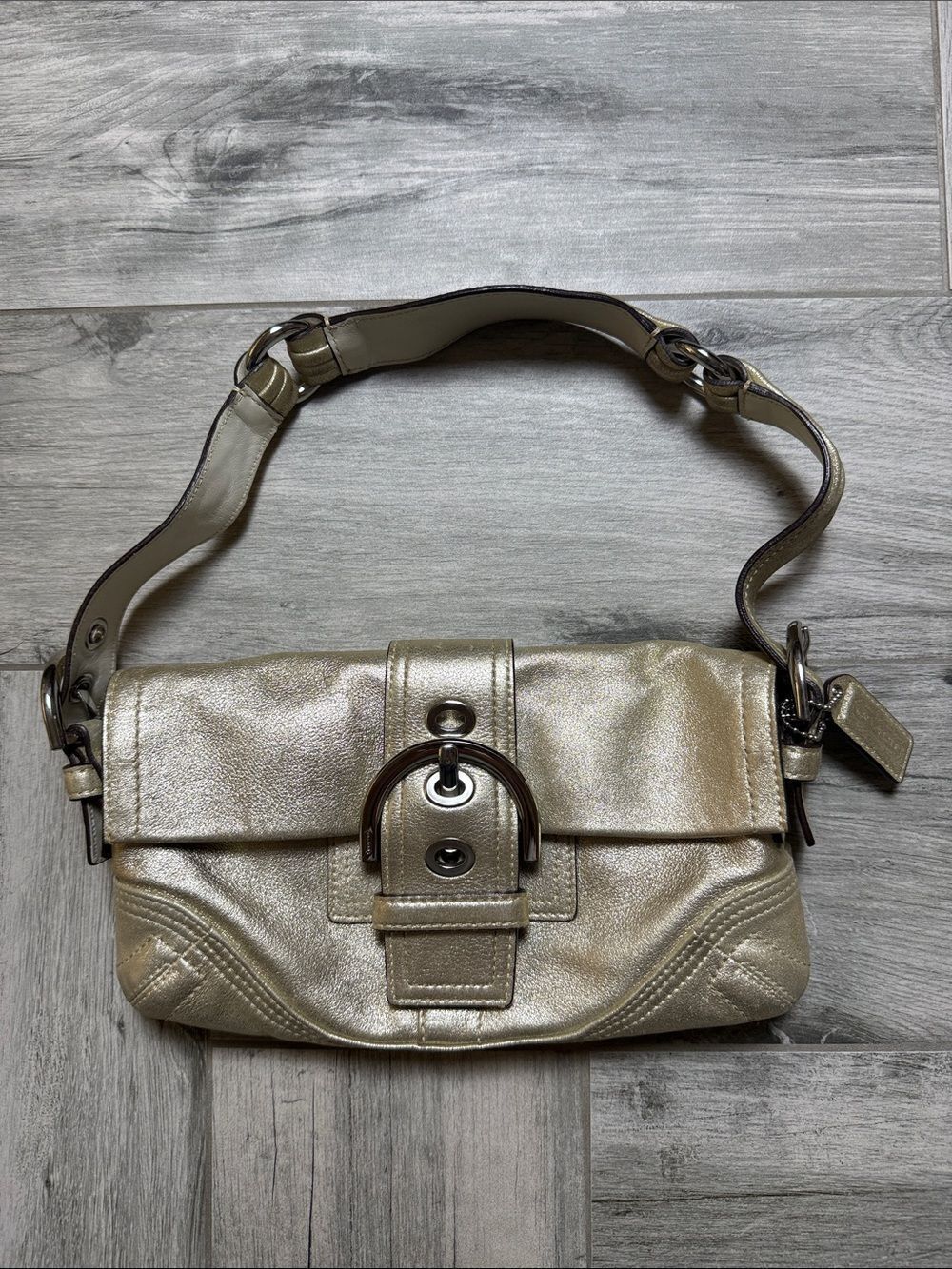 Coach Vintage 2005 Soho Metallic Gold Leather Shoulder Bag